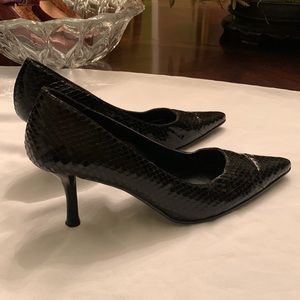 Impo Valentina Genuine Snakeskin Upper Black Stylish Heels. 7M